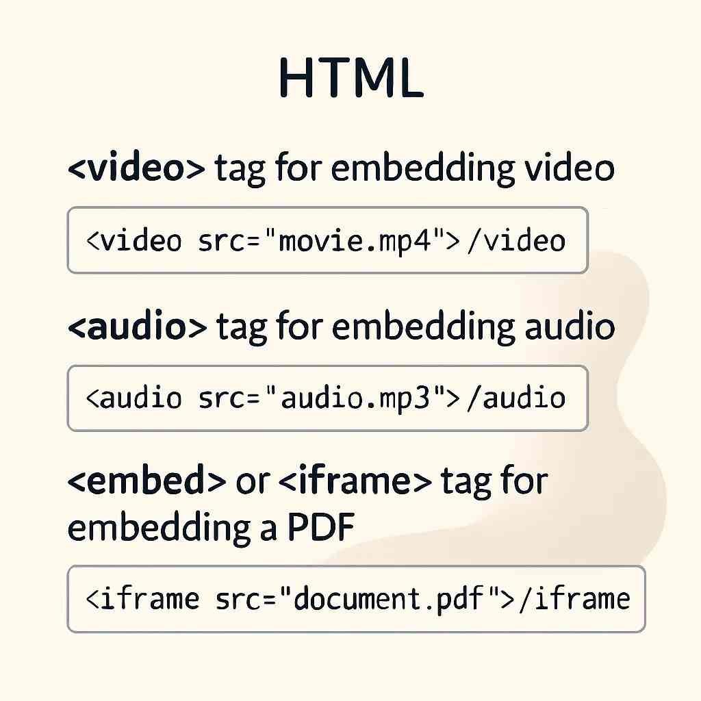 How to Add Video, Audio, and PDF Files in HTML? A Complete SEO-Friendly Guide