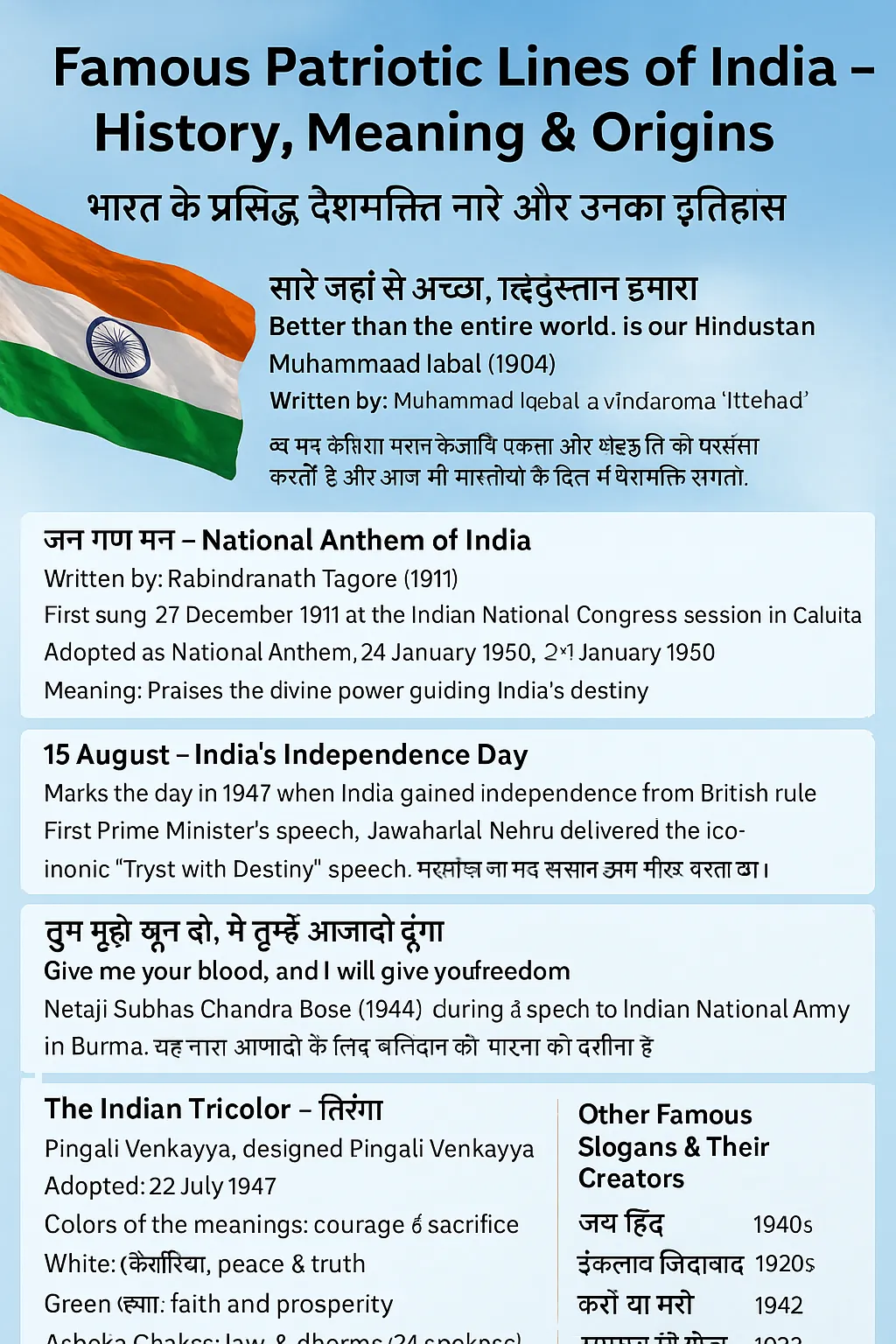 Famous Patriotic Lines of India: History, Meaning & Origins