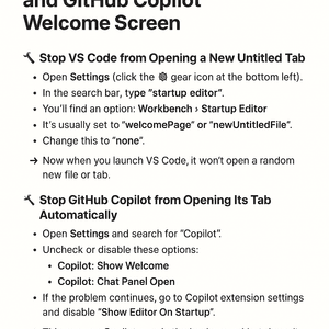 How to Stop VS Code from Opening a New Tab and GitHub Copilot Welcome Screen